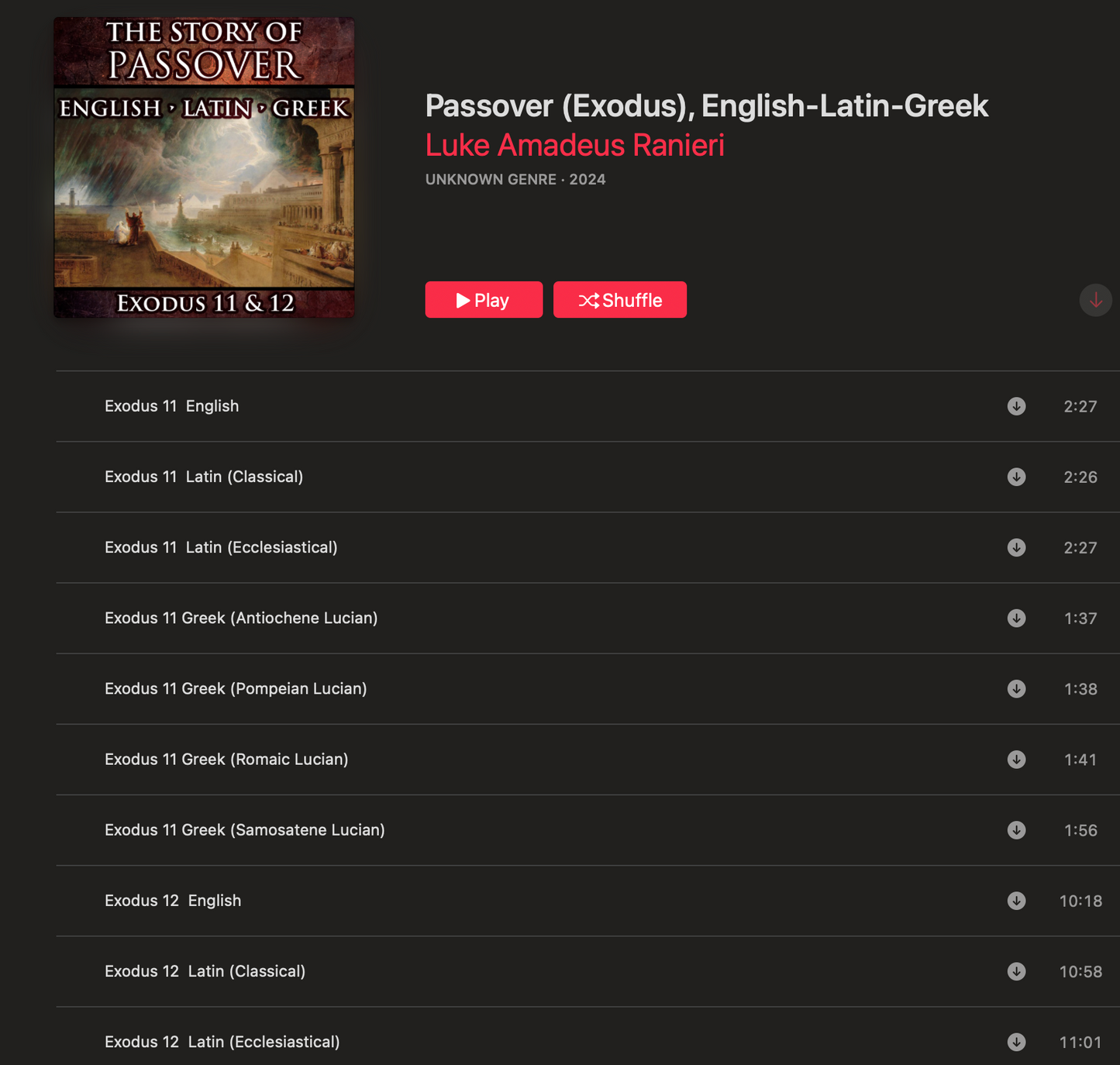 Passover (Exodus 11 & 12) English-Latin-Greek Trilingual Audiobook & Text (MAR. 2024 UPDATE: New audio files added with more variants of Lucian Pronunciation)