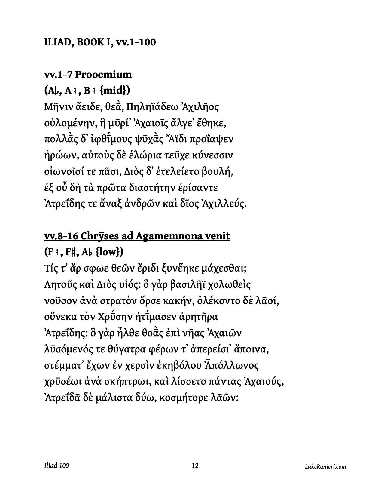 Iliad 100 - Homer's Iliad, Book 1, lines 1-100