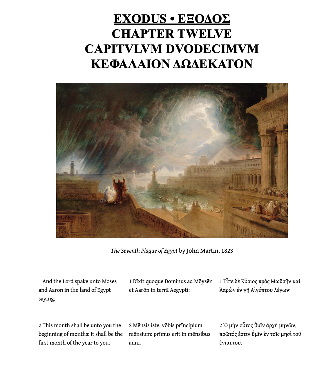 Passover (Exodus 11 & 12) English-Latin-Greek Trilingual Audiobook & Text (MAR. 2024 UPDATE: New audio files added with more variants of Lucian Pronunciation)
